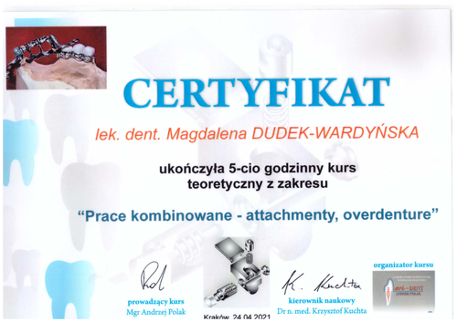 certyfikat Magdalena Dudek