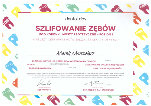 certyfikat Marek Mastelarz