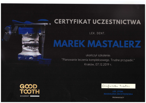 certyfikat Marek Mastelarz
