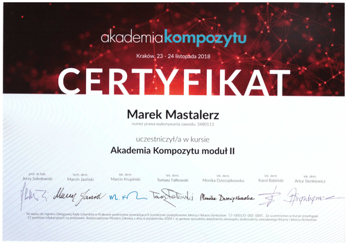certyfikat Marek Mastelarz