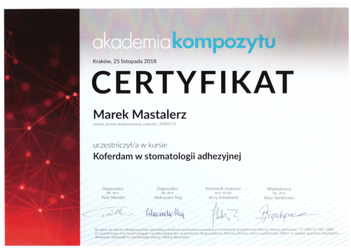 certyfikat Marek Mastelarz