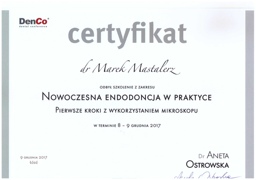 certyfikat Marek Mastelarz