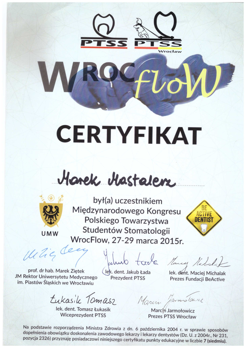 certyfikat Marek Mastelarz