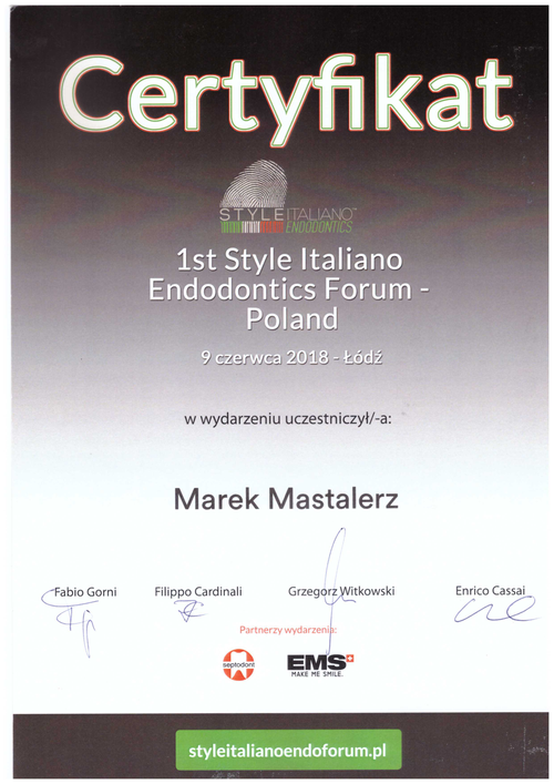 certyfikat Marek Mastelarz