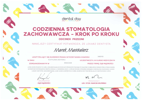 certyfikat Marek Mastelarz